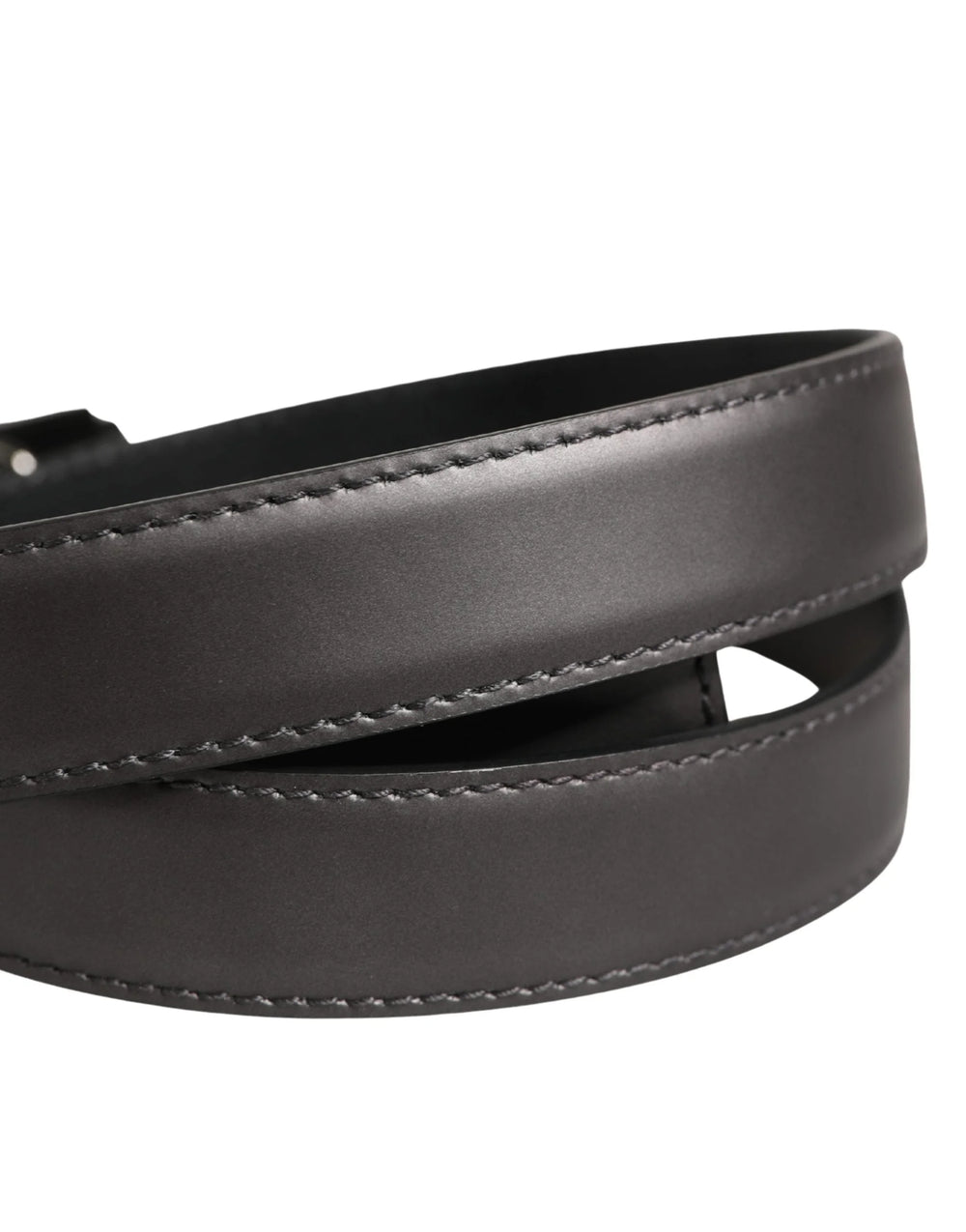 Dolce & Gabbana Men Silver Classic Leather Square Buckle Belt - 85 cm / 34 Inches
