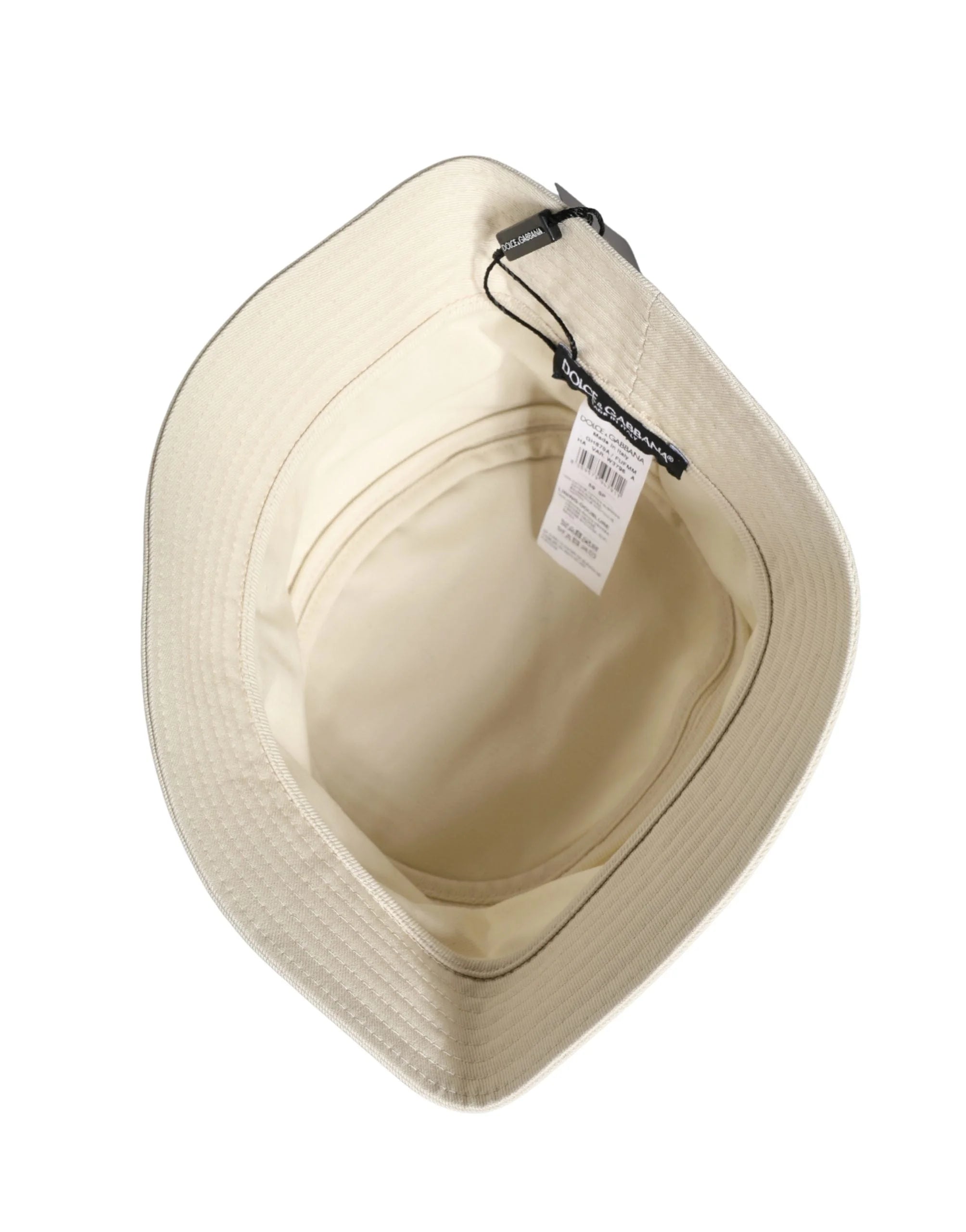 Dolce & Gabbana Men White Cotton Bucket Fisherman Capello Hat - 59 cm|L - Bucket Hats