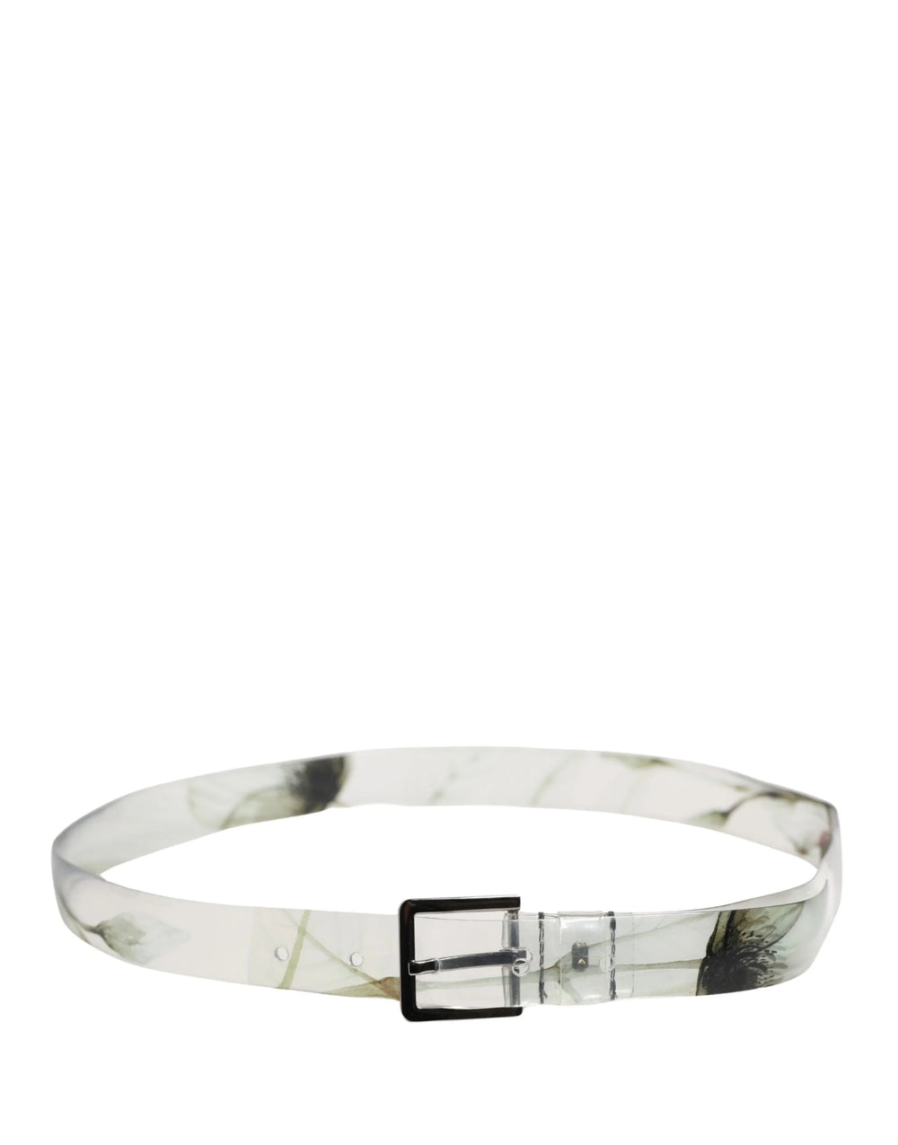 Dolce & Gabbana Men White Floral PVC Silver Metal Buckle Belt - 90 cm / 36 Inches