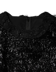 Dolce & Gabbana Metallic Black Polyester A-line Midi Dress - IT36|XXS
