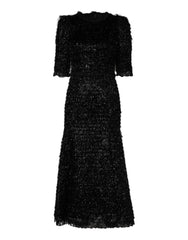 Dolce & Gabbana Metallic Black Polyester A-line Midi Dress - IT36|XXS