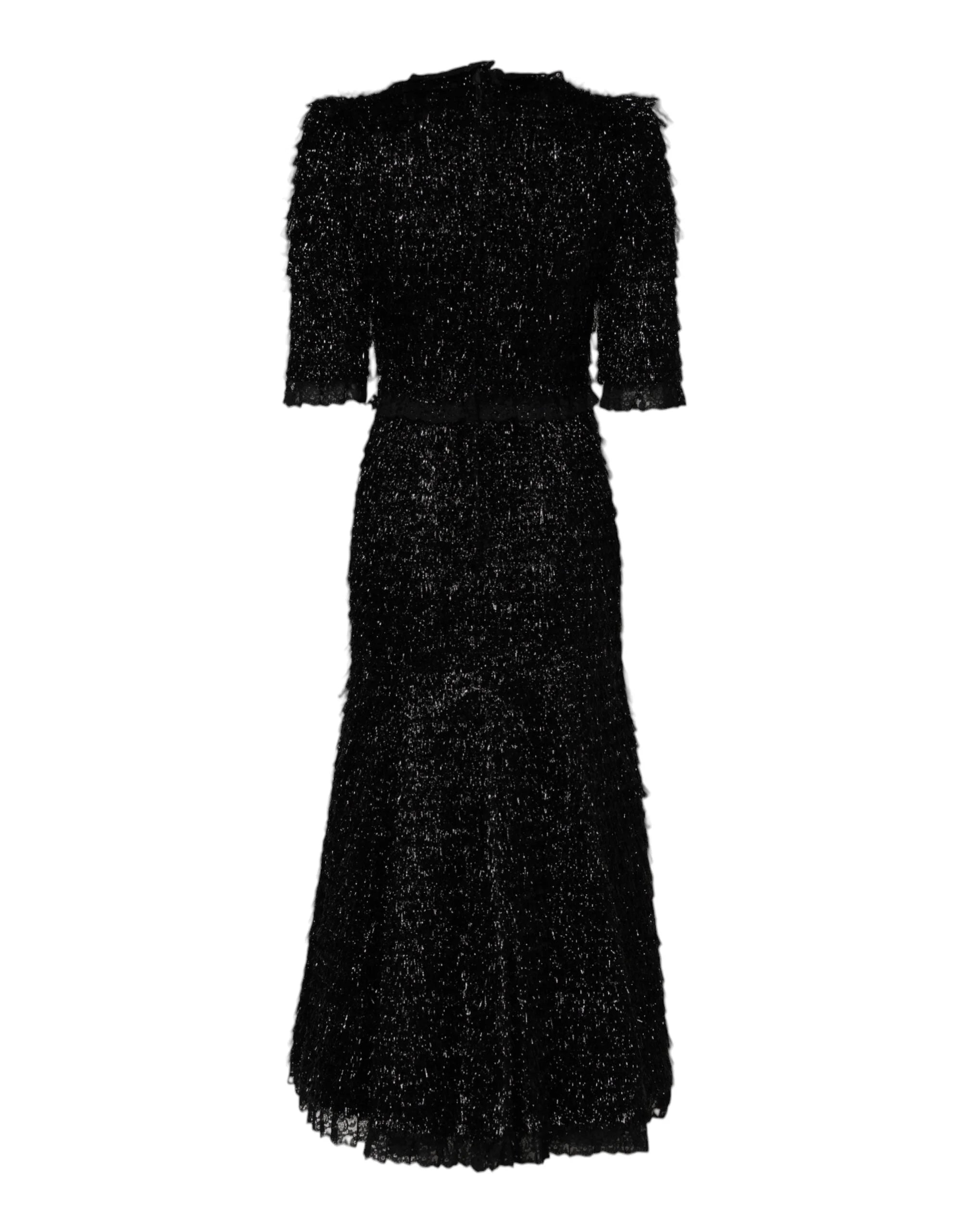 Dolce & Gabbana Metallic Black Polyester A-line Midi Dress - IT36|XXS