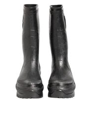 Dolce & Gabbana Metallic Black Pull On Rain Boots Men Shoes - EU42/US9 - Boots