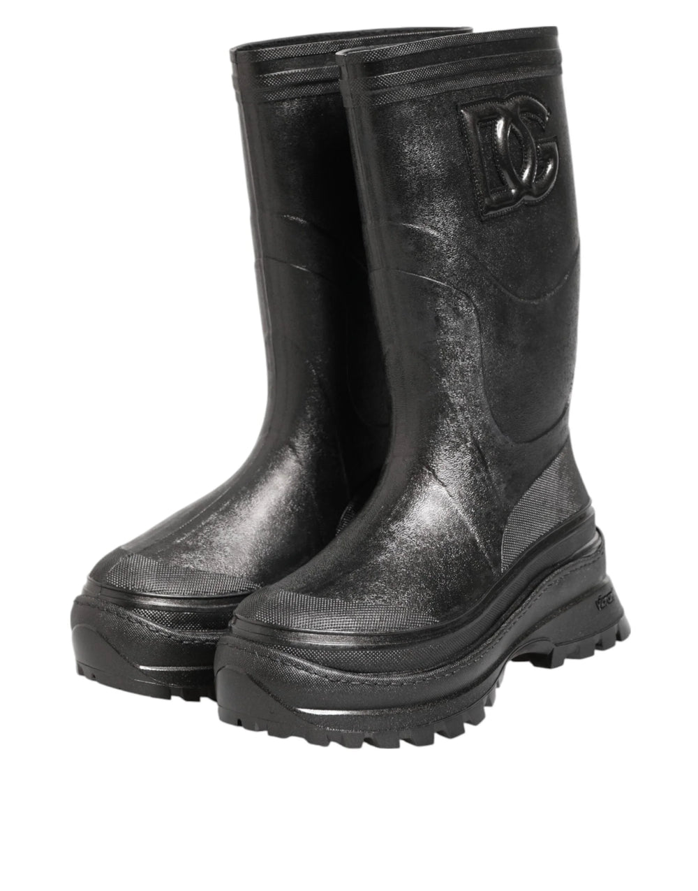 Dolce & Gabbana Metallic Black Pull On Rain Boots Men Shoes - EU42/US9 - Boots