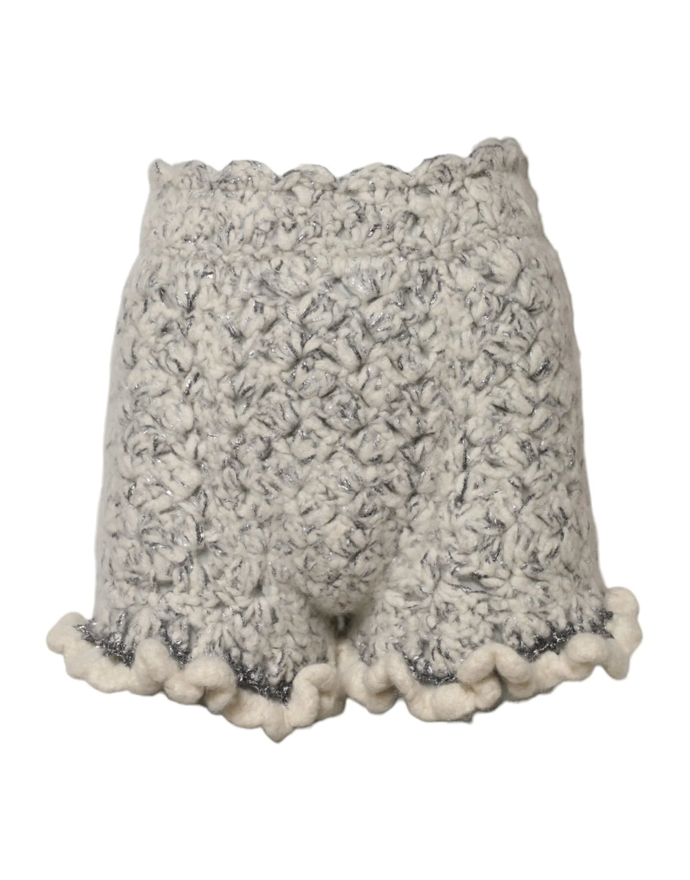 Dolce & Gabbana Metallic Bouclé Knit Cashmere Ruffled Shorts - IT38 | XS - Short Trousers