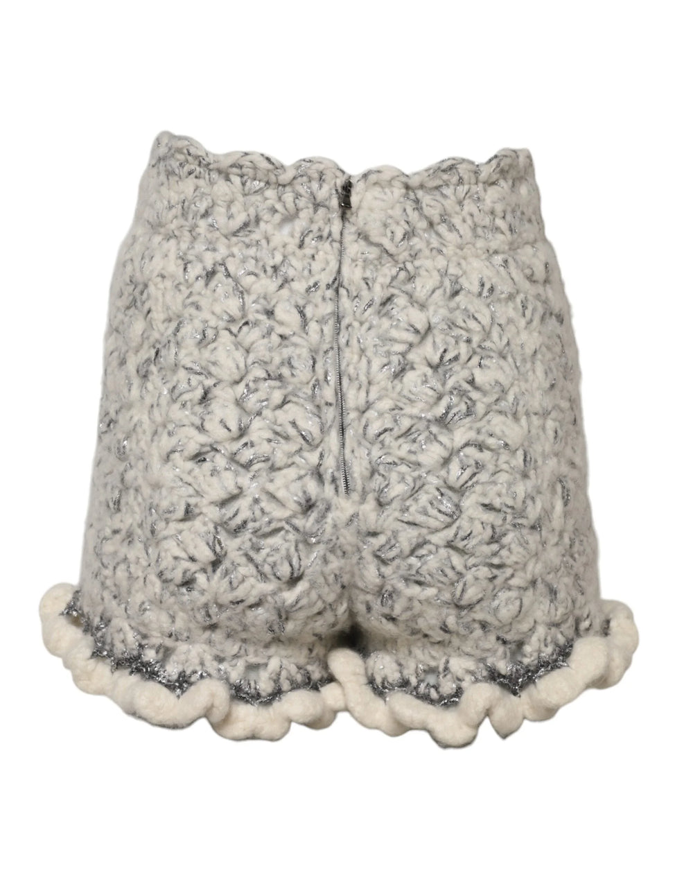 Dolce & Gabbana Metallic Bouclé Knit Cashmere Ruffled Shorts - IT38 | XS - Short Trousers