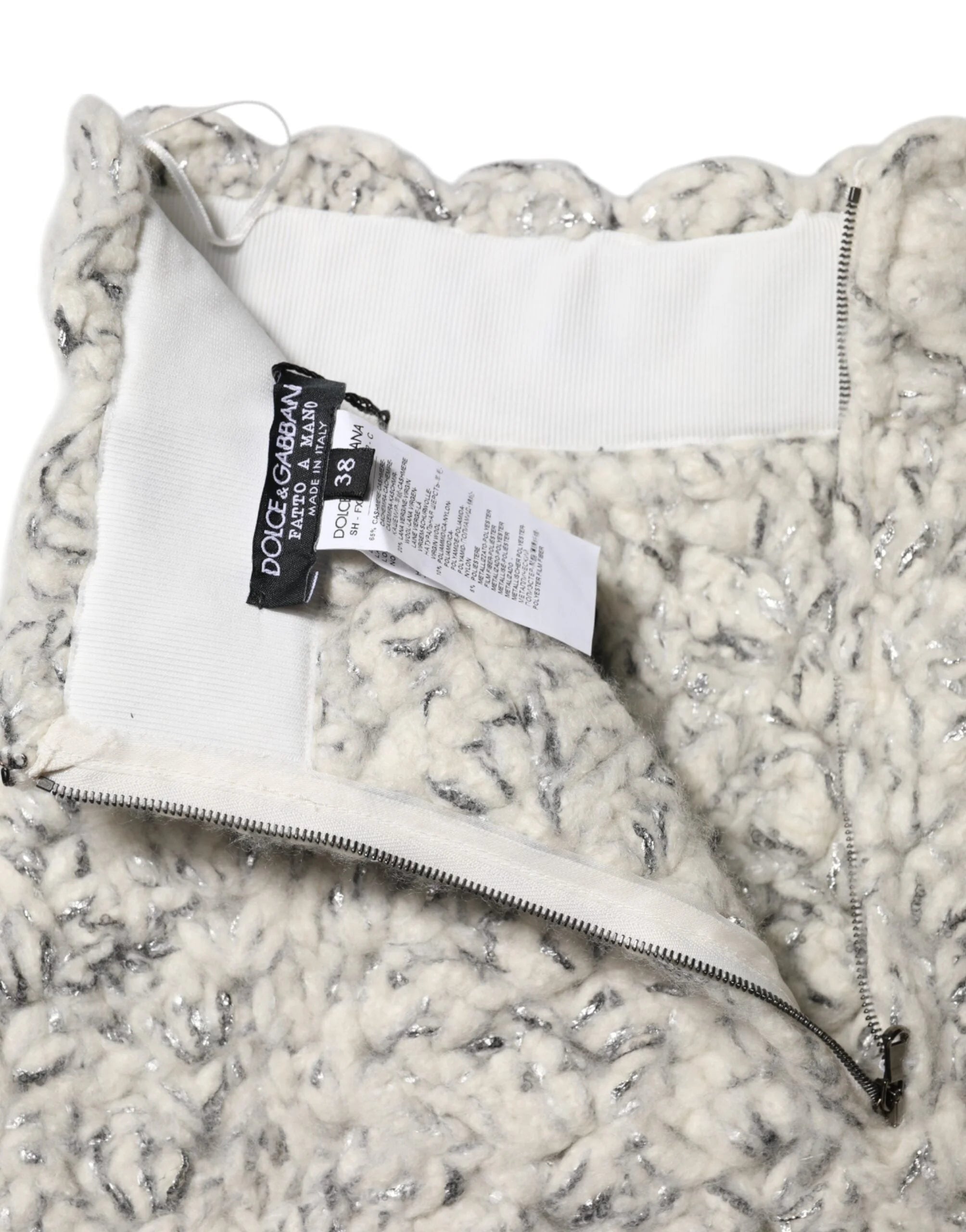 Dolce & Gabbana Metallic Bouclé Knit Cashmere Ruffled Shorts - IT38 | XS - Short Trousers