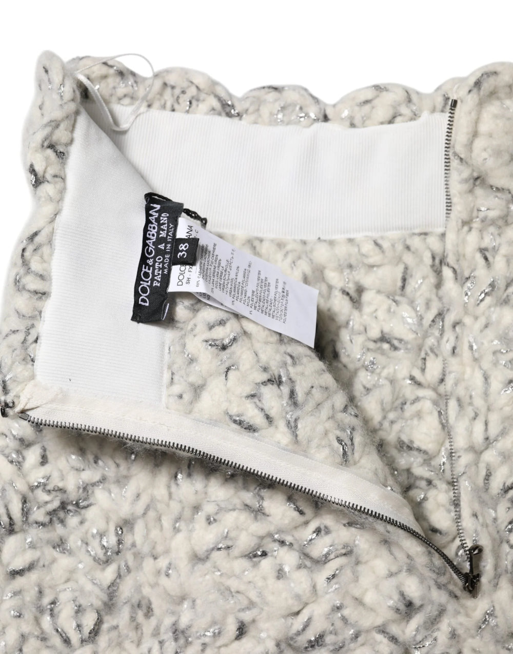 Dolce & Gabbana Metallic Bouclé Knit Cashmere Ruffled Shorts - IT38 | XS - Short Trousers