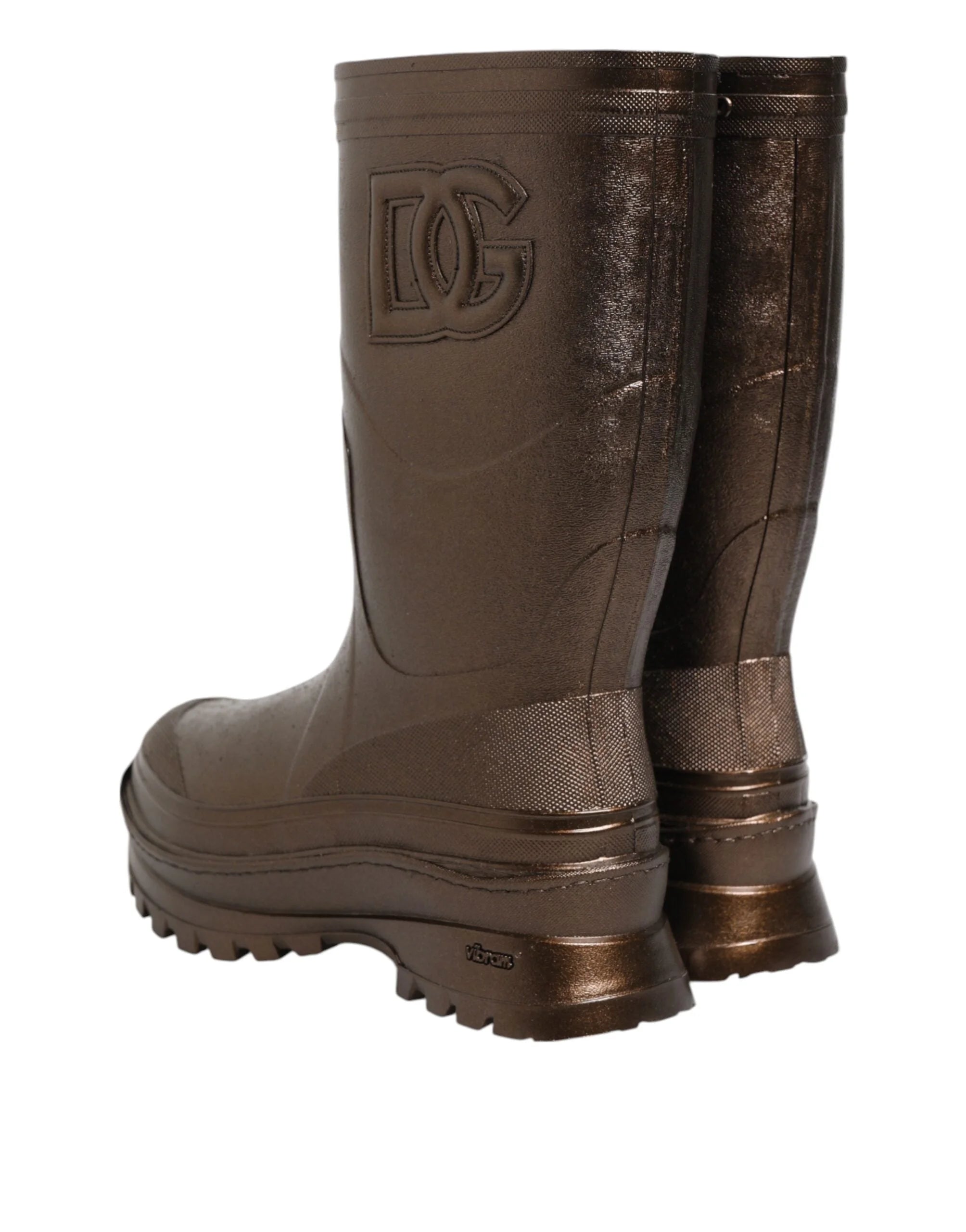 Dolce & Gabbana Metallic Bronze Pull On Rain Boots Shoes - EU41/US10.5 - Boots