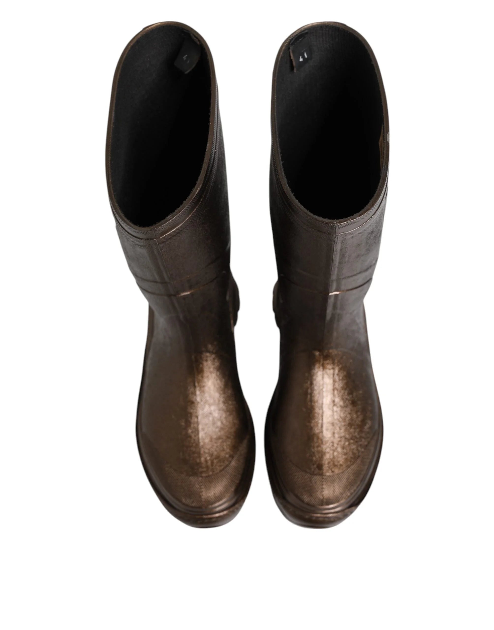 Dolce & Gabbana Metallic Bronze Pull On Rain Boots Shoes - EU41/US10.5 - Boots