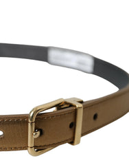 Dolce & Gabbana Metallic Gold Calf Leather Metal Buckle Belt - 85 cm / 34 Inches - Belts