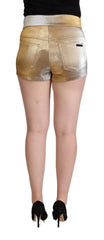 Dolce & Gabbana Metallic Gold Cotton Mid Waist Hot Pants Shorts - Short Trousers
