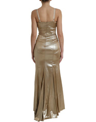 Dolce & Gabbana Metallic Gold Crystal Embellished Gown Dress - IT40|S - Dresses