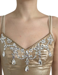 Dolce & Gabbana Metallic Gold Crystal Embellished Gown Dress - IT40|S - Dresses