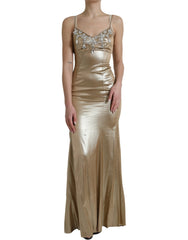 Dolce & Gabbana Metallic Gold Crystal Embellished Gown Dress - IT40|S - Dresses