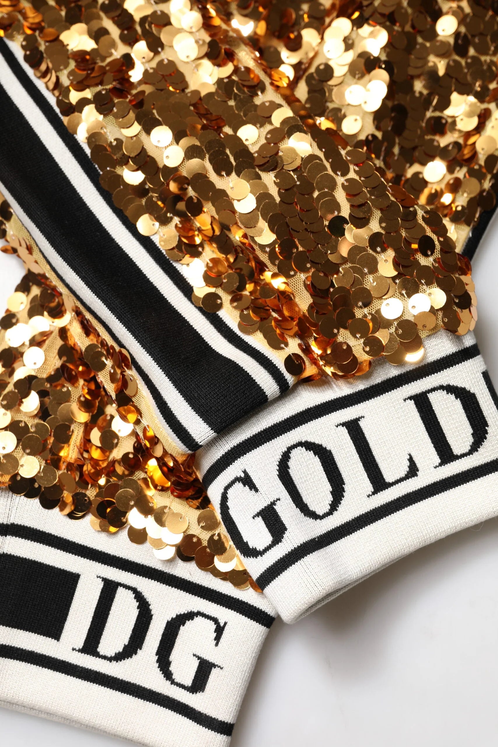 Dolce & Gabbana Metallic Gold DG Logo Sequined Jogger Pants - Joggers
