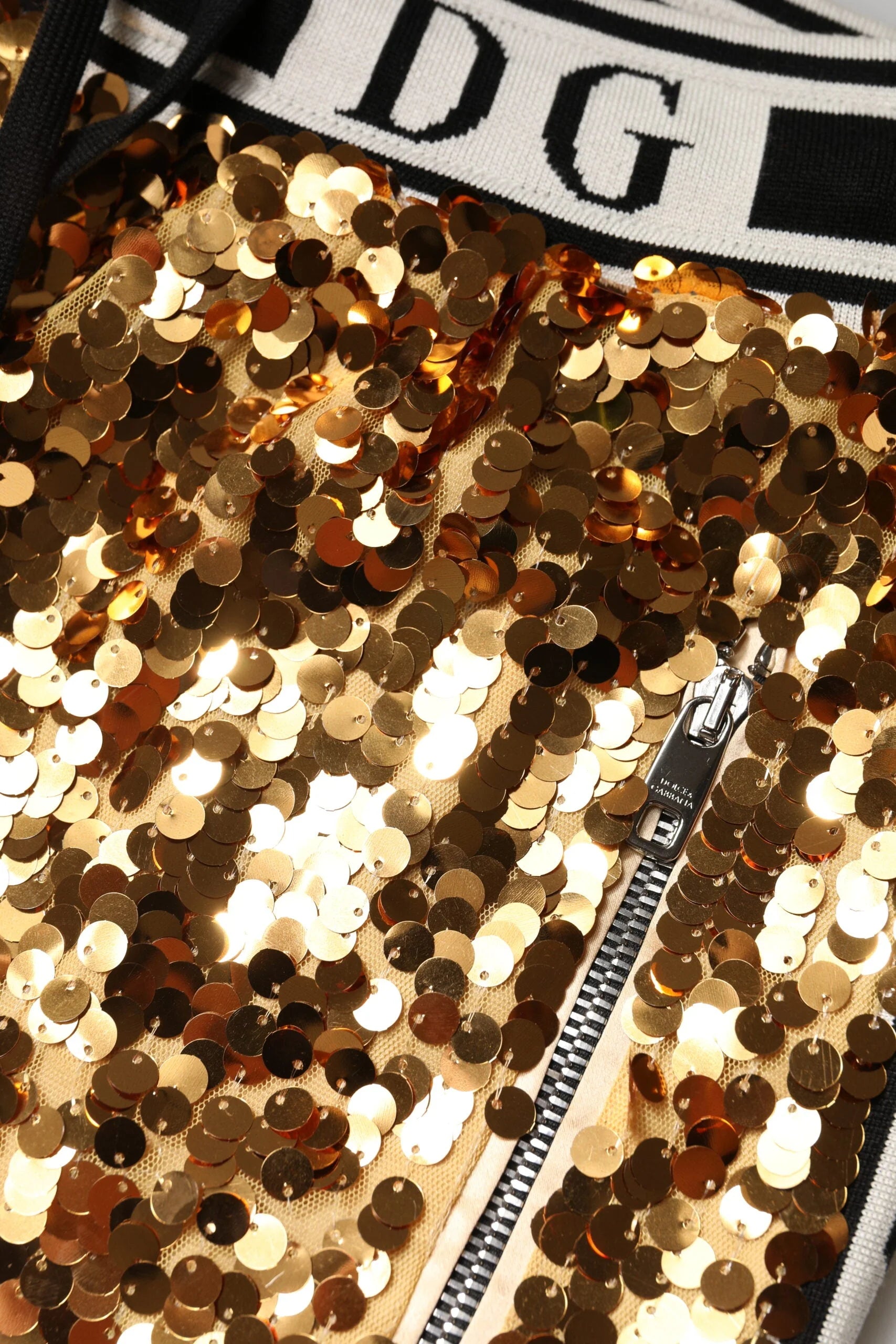 Dolce & Gabbana Metallic Gold DG Logo Sequined Jogger Pants - Joggers