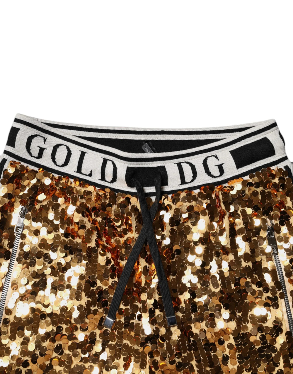 Dolce & Gabbana Metallic Gold DG Logo Sequined Jogger Pants - Joggers