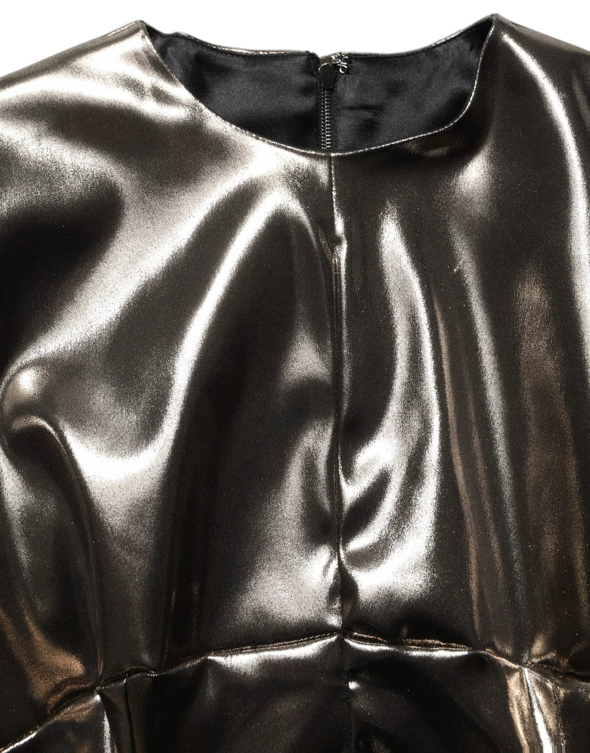 Dolce & Gabbana Metallic Gold Polyester LongSleeve Maxi Dress - IT40|S