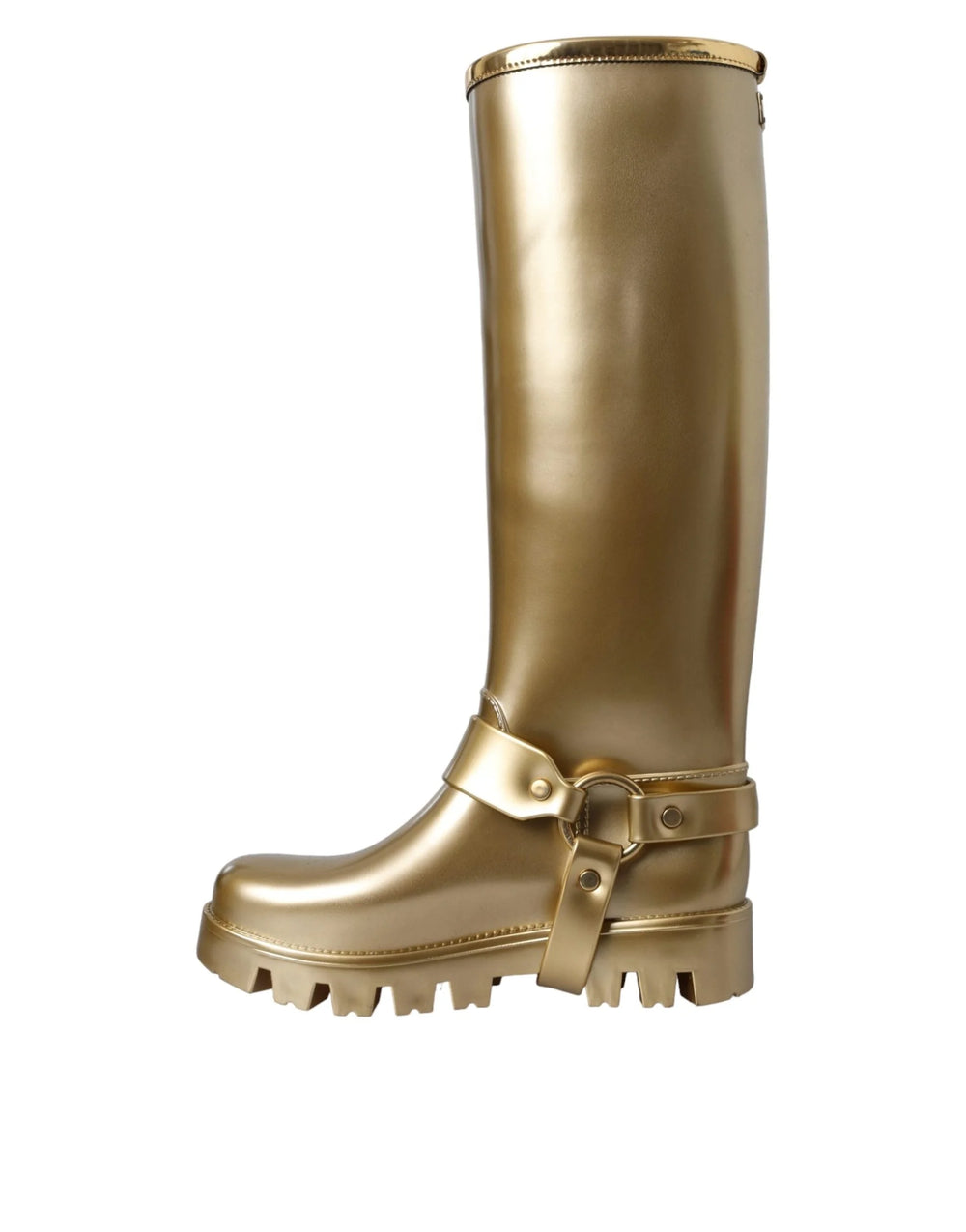 Dolce & Gabbana Metallic Gold Rubber PVC Rain Boots Shoes - Boots
