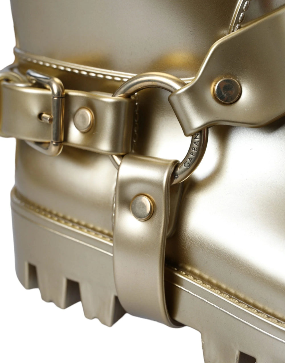 Dolce & Gabbana Metallic Gold Rubber PVC Rain Boots Shoes - Boots