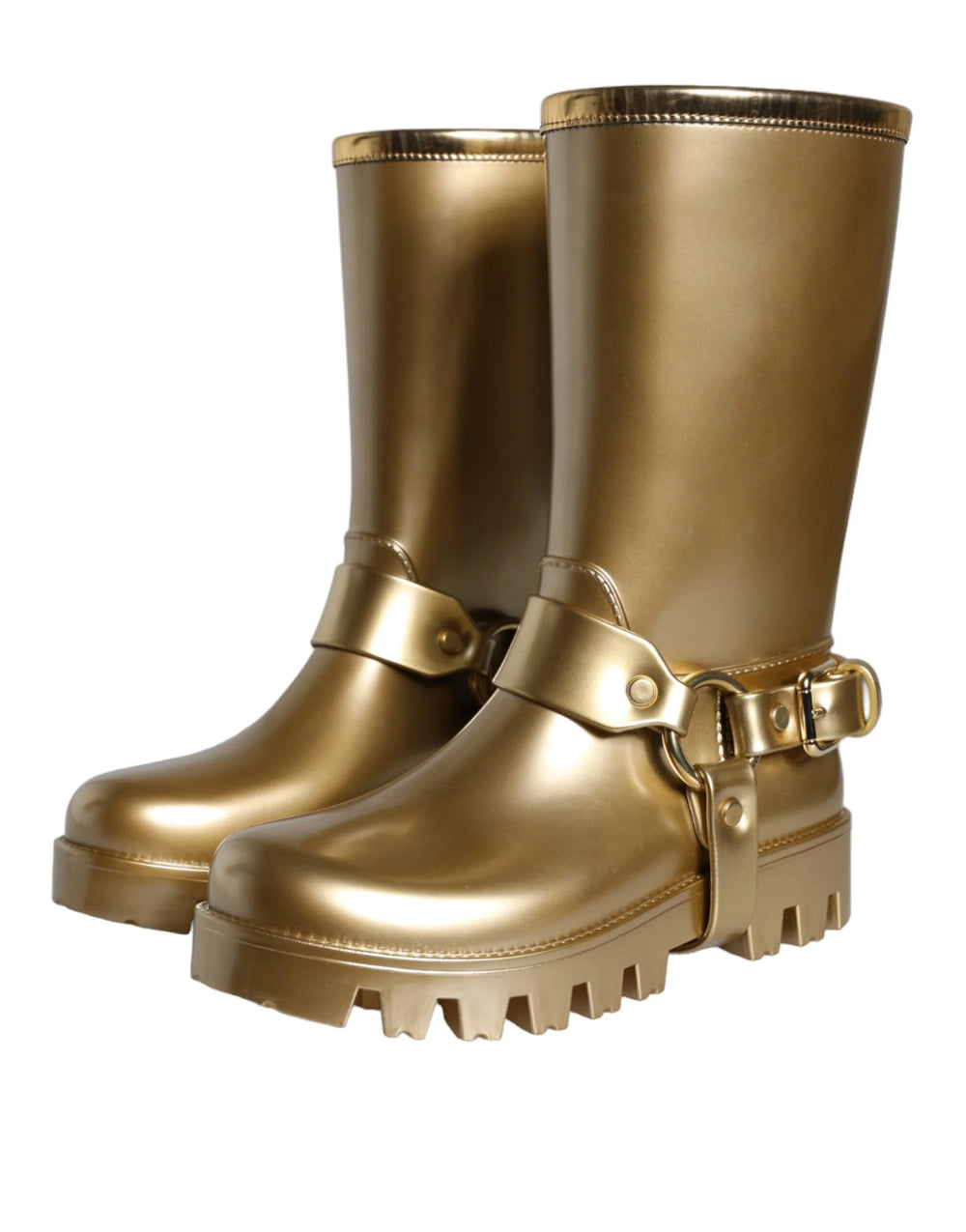 Dolce & Gabbana Metallic Gold Rubber PVC Rain Boots Shoes - EU37/US6.5 - Boots