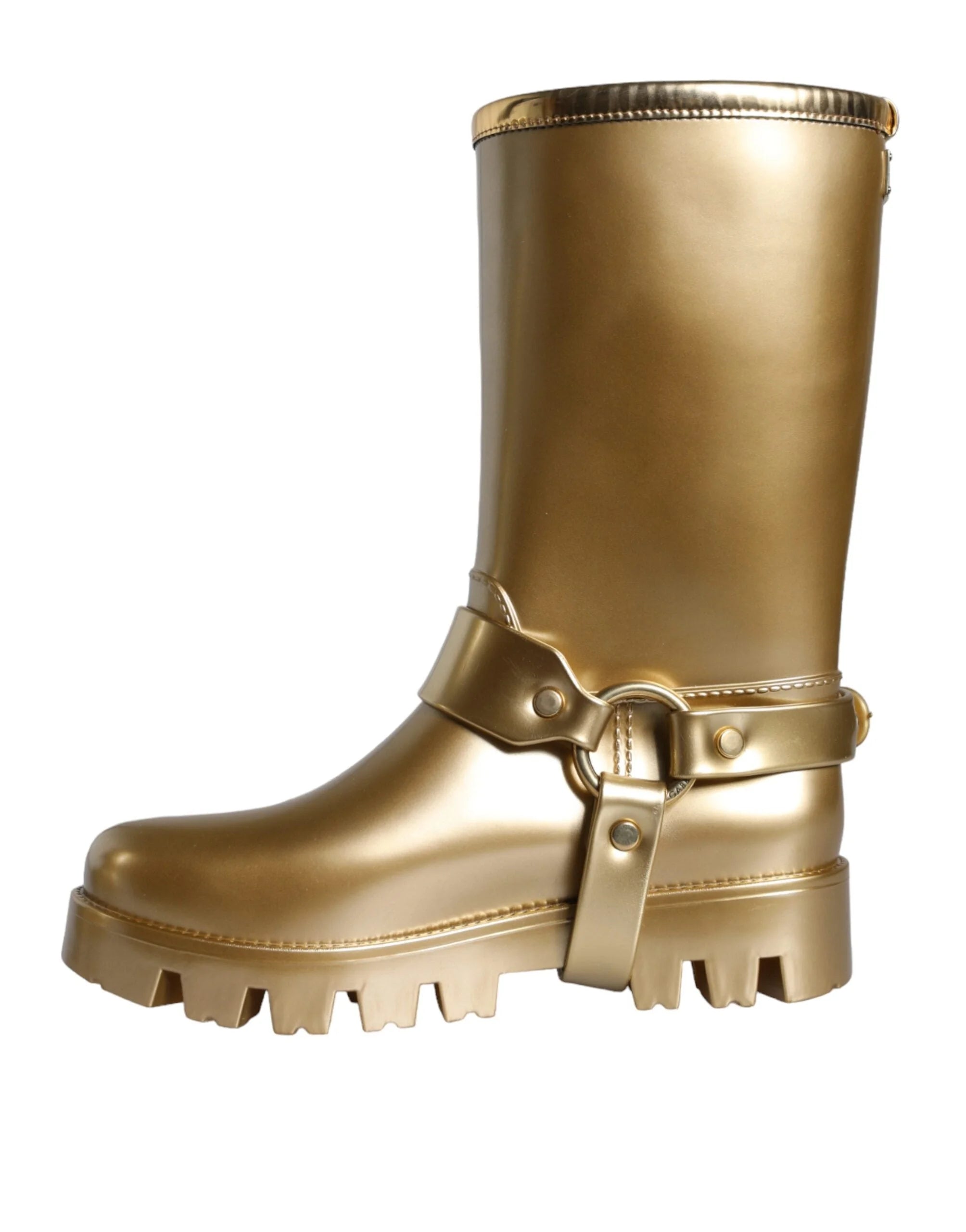 Dolce & Gabbana Metallic Gold Rubber PVC Rain Boots Shoes - EU37/US6.5 - Boots