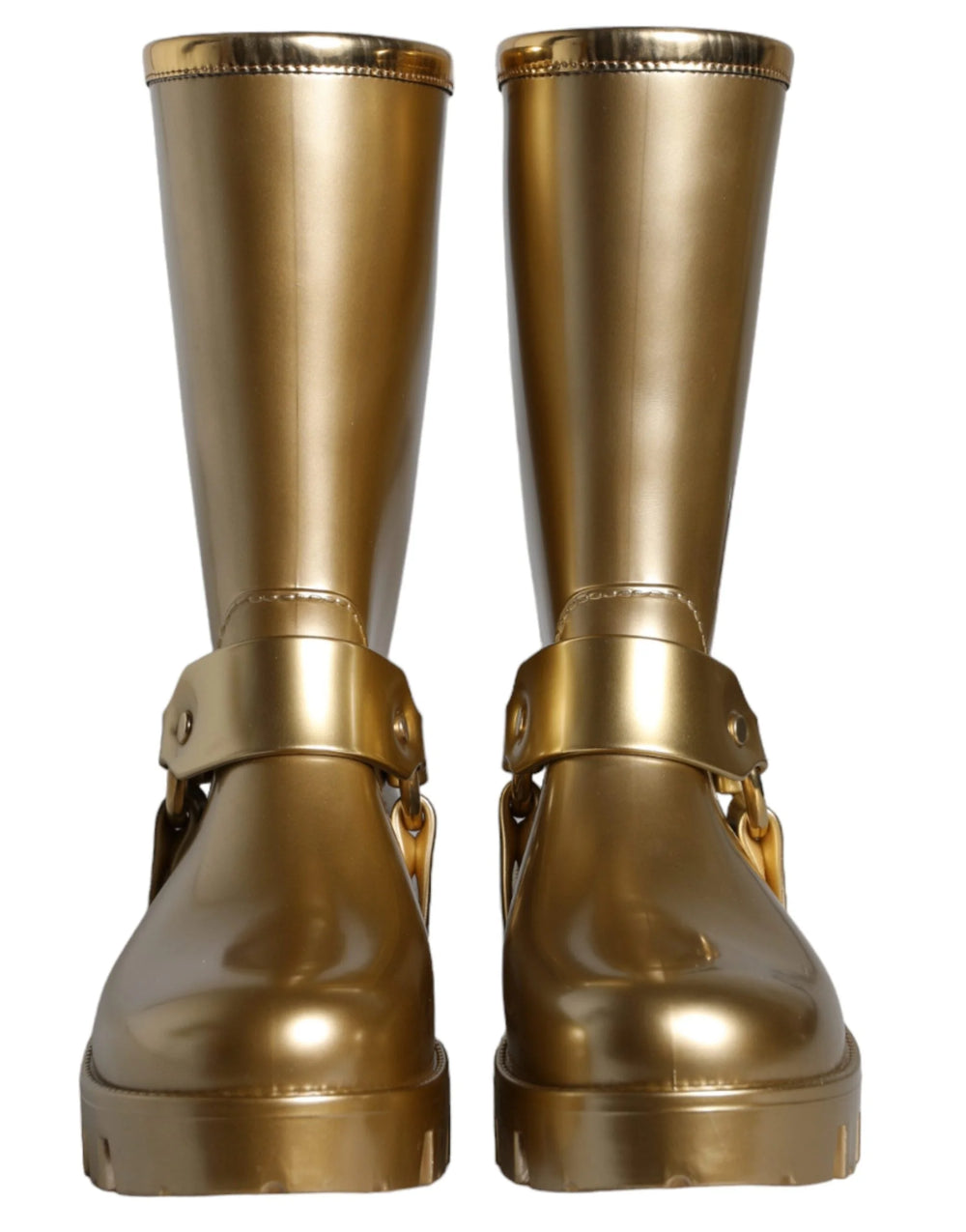 Dolce & Gabbana Metallic Gold Rubber PVC Rain Boots Shoes - EU37/US6.5 - Boots