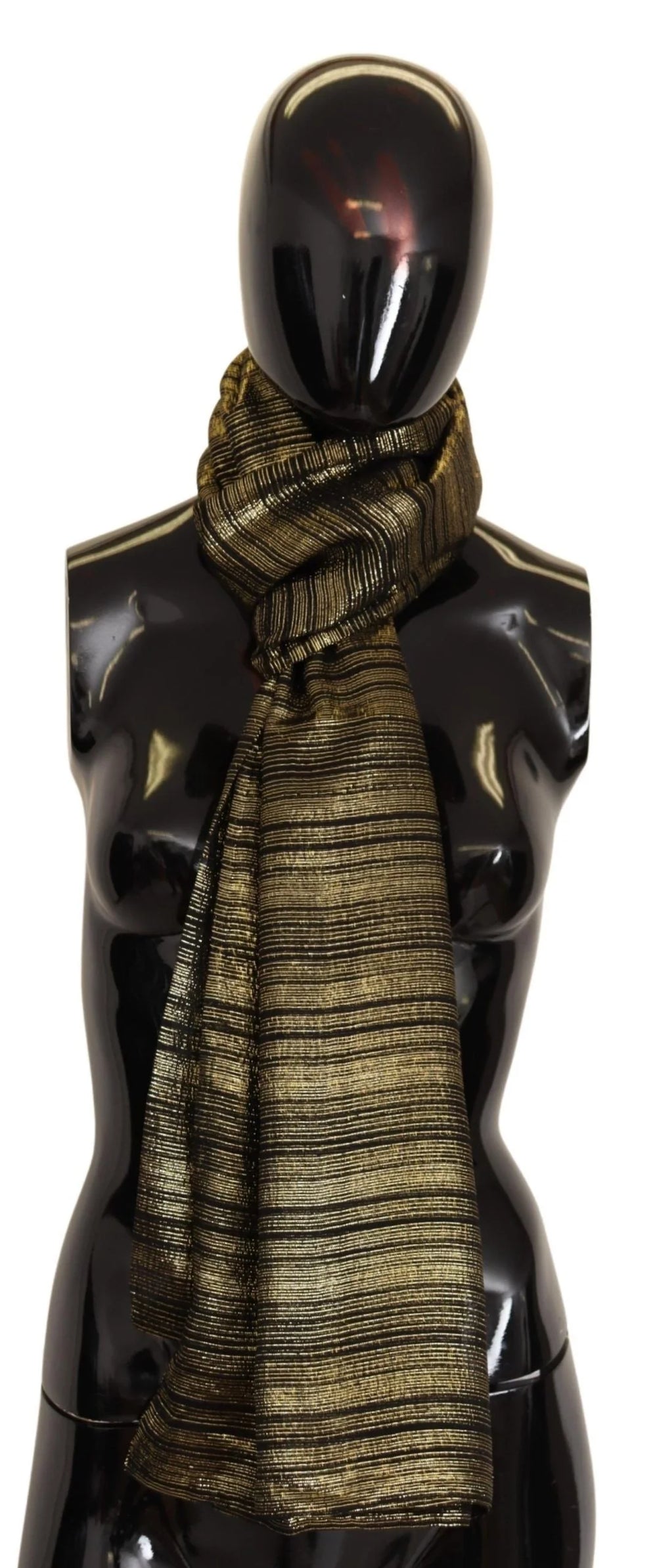 Dolce & Gabbana Metallic Gold Silk Stretch Shawl Wrap Scarf - Scarves & Shawls