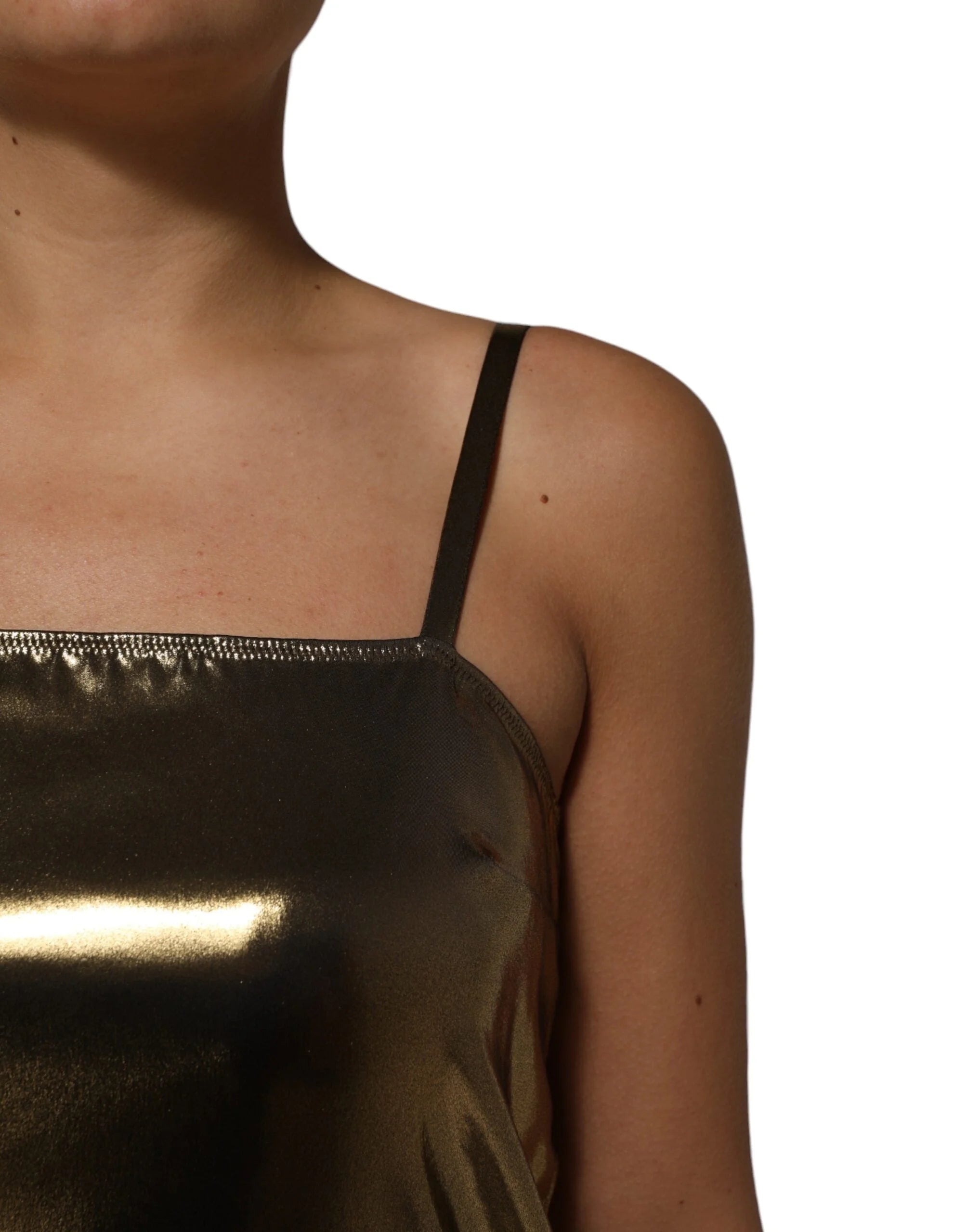 Dolce & Gabbana Metallic Gold Sleeveless A-line Mini Dress - IT40|S - Dresses