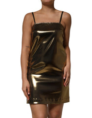 Dolce & Gabbana Metallic Gold Sleeveless A-line Mini Dress - IT40|S
