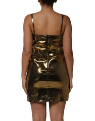Dolce & Gabbana Metallic Gold Sleeveless A-line Mini Dress - IT40|S