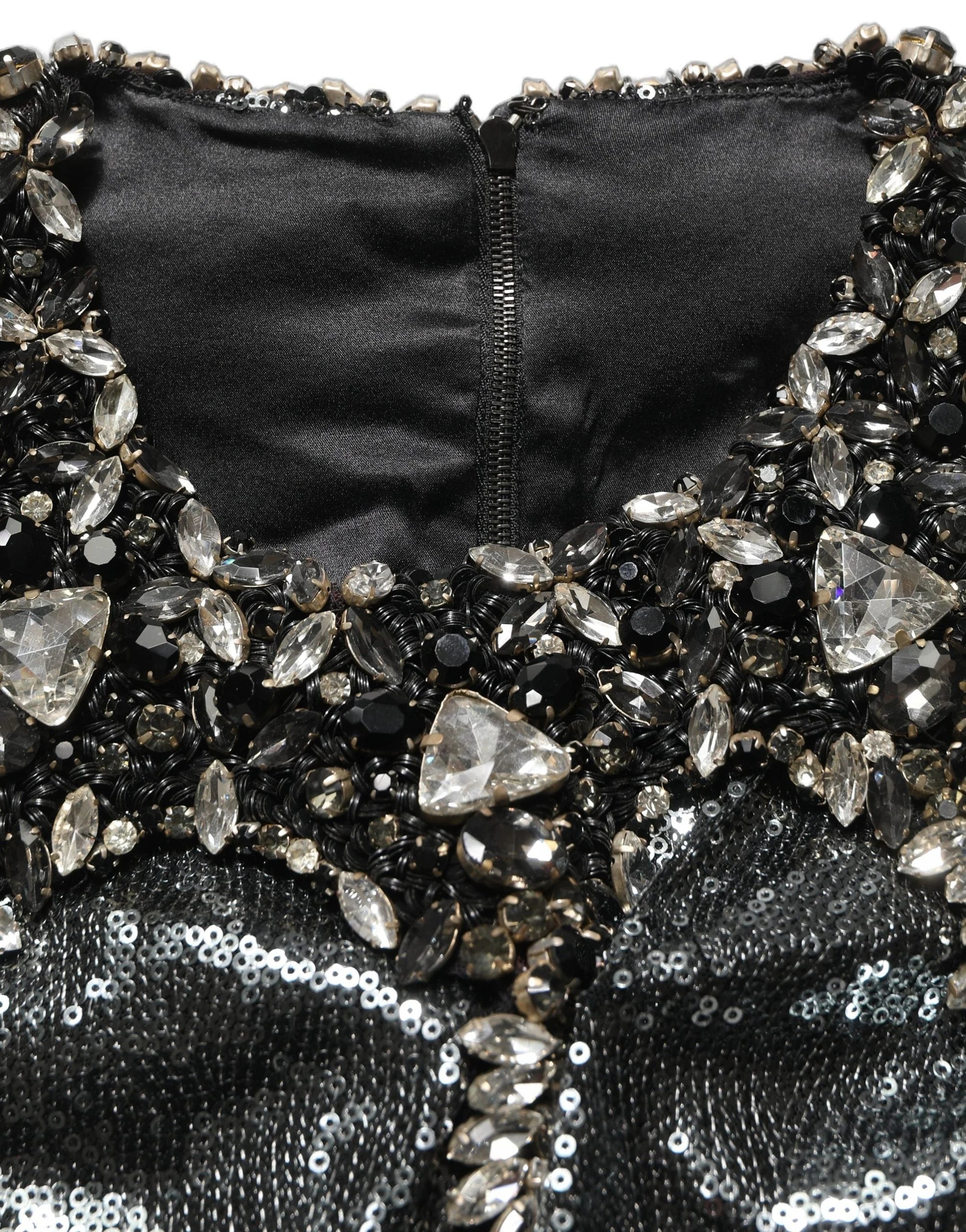 Dolce & Gabbana Metallic Gray Sequin Embellished Blouse Top - IT36|XXS