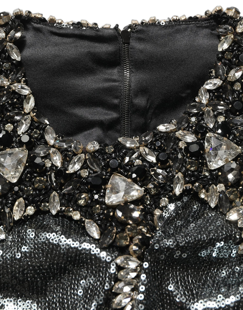 Dolce & Gabbana Metallic Gray Sequin Embellished Blouse Top - IT36|XXS