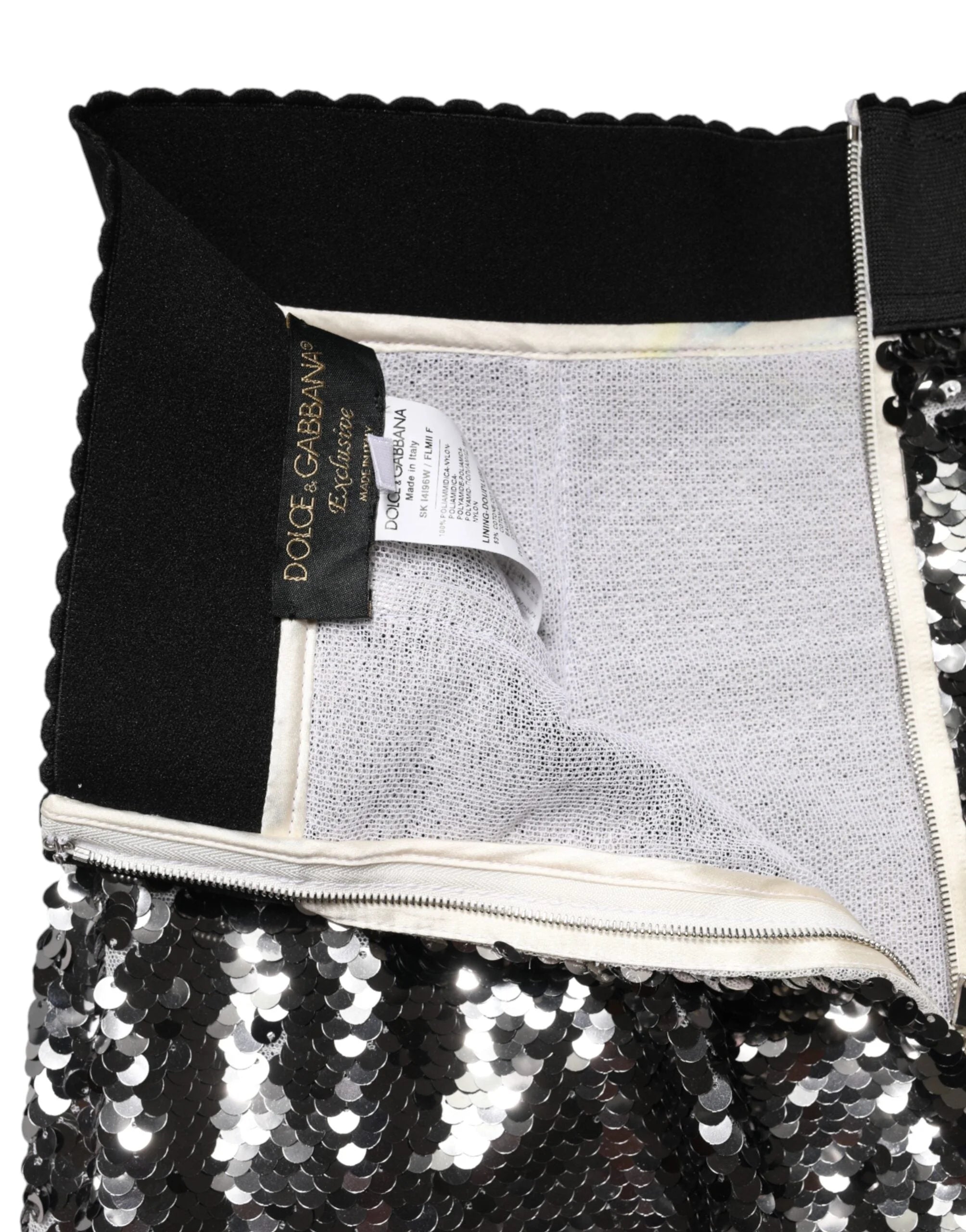 Dolce & Gabbana Metallic Gray Sequin High Waist Mermaid Skirt - IT40|S