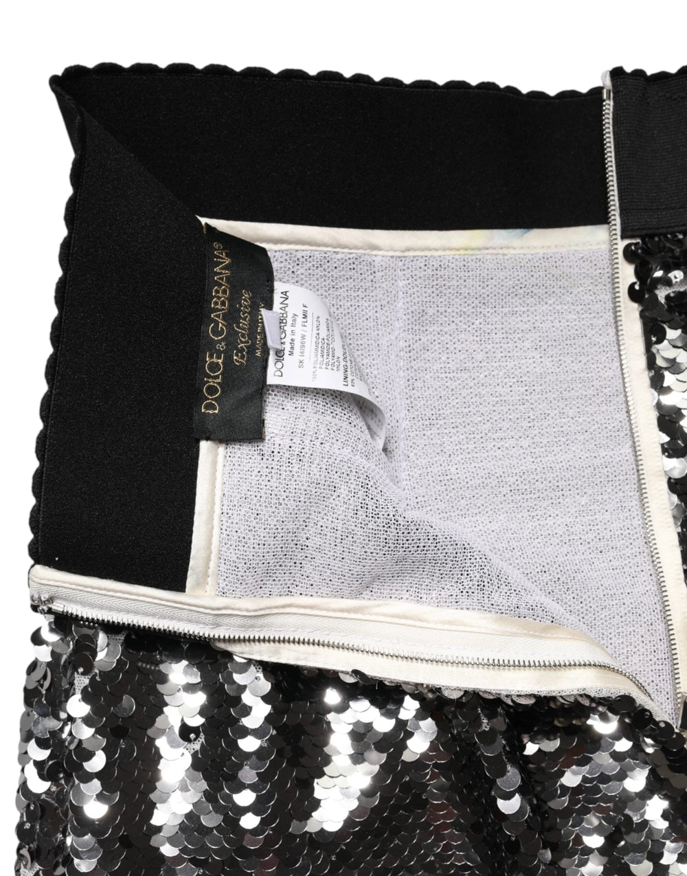 Dolce & Gabbana Metallic Gray Sequin High Waist Mermaid Skirt - IT40|S