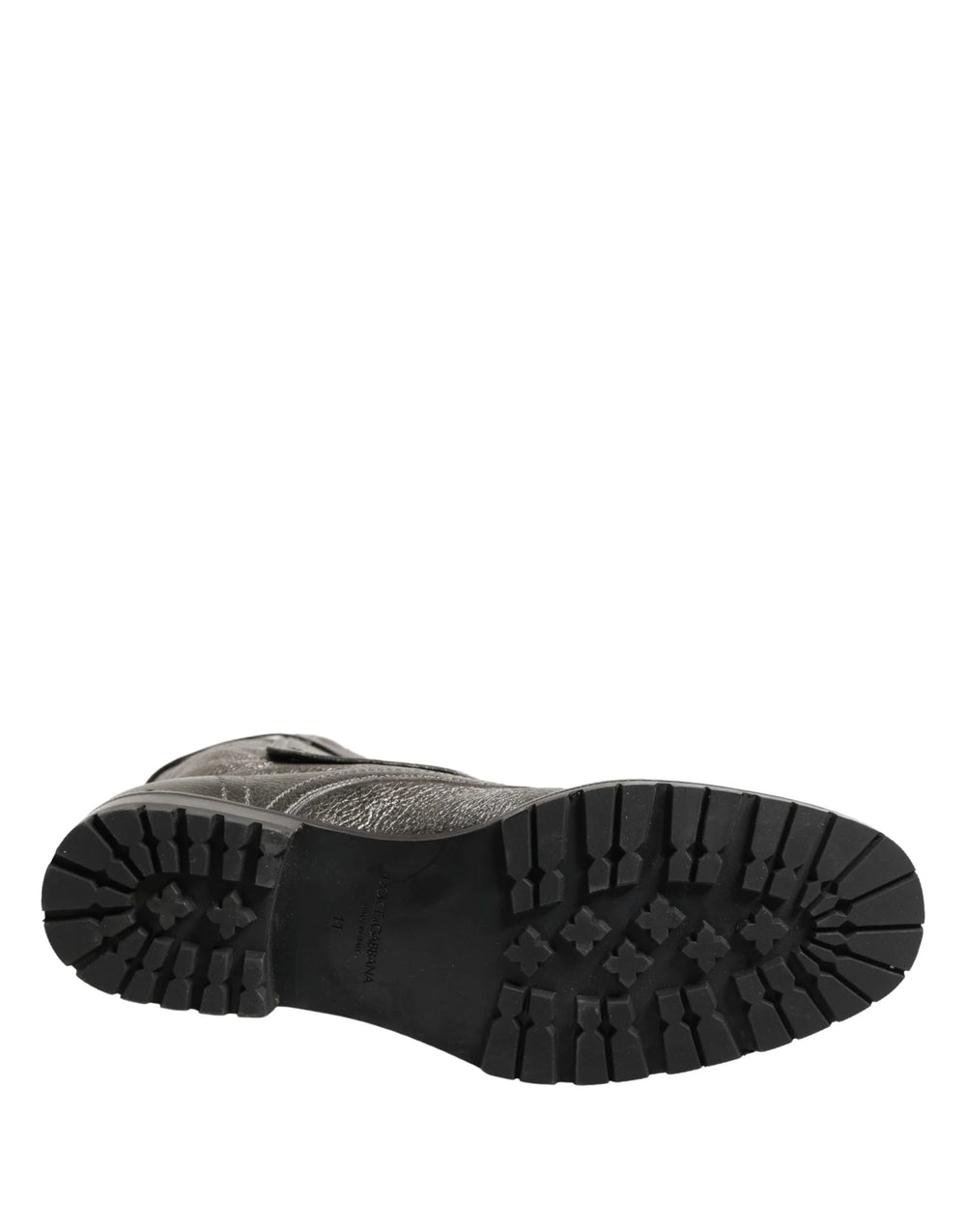 Dolce & Gabbana Metallic Leather Buckle Combat Boots Shoes - EU45/US12