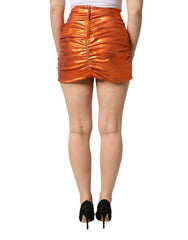 Dolce & Gabbana Metallic Orange Viscose High Waist Mini Skirt - IT40|S