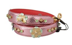 Dolce & Gabbana Metallic Pink Leather Studded Shoulder Strap - Handbag & Wallet Accessories