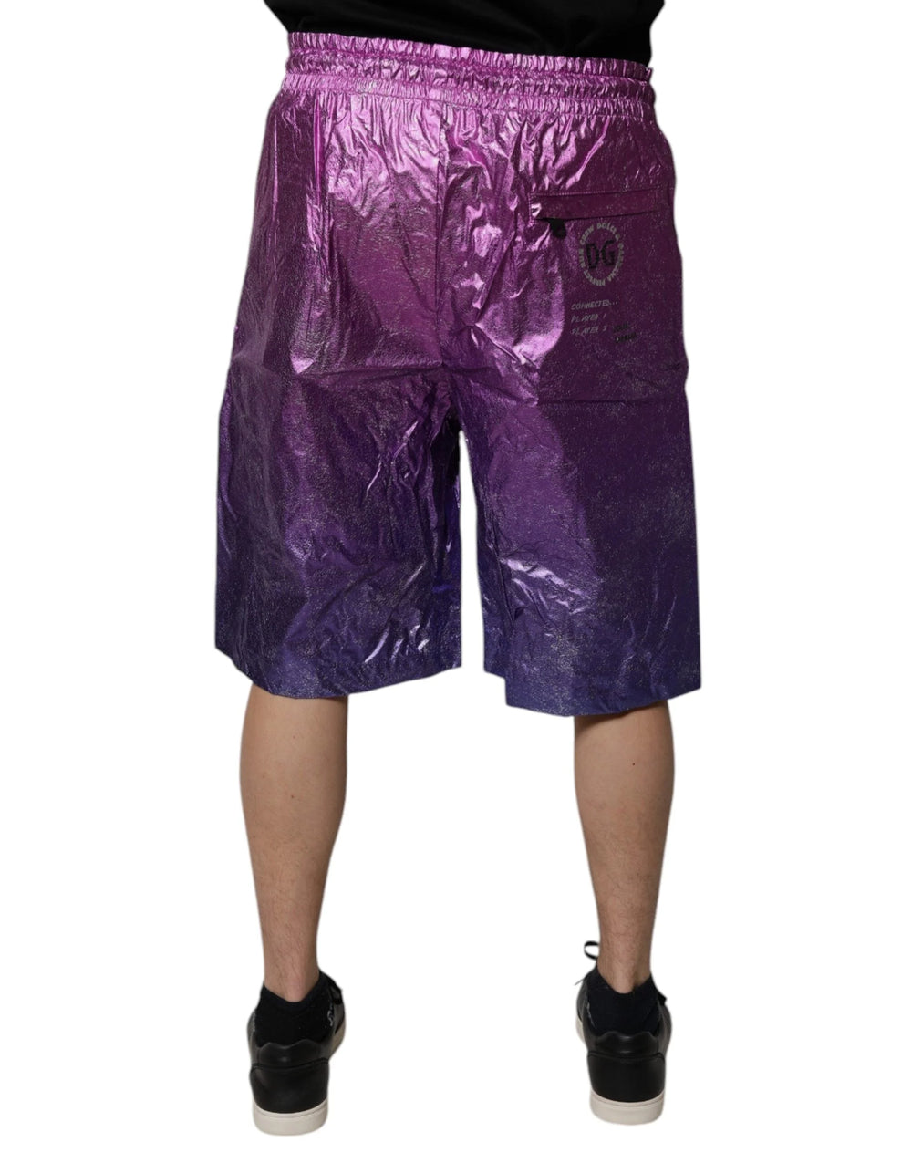 Dolce & Gabbana Metallic Pink Purple Two Tone Bermuda Shorts - IT48 | M - Bermudas