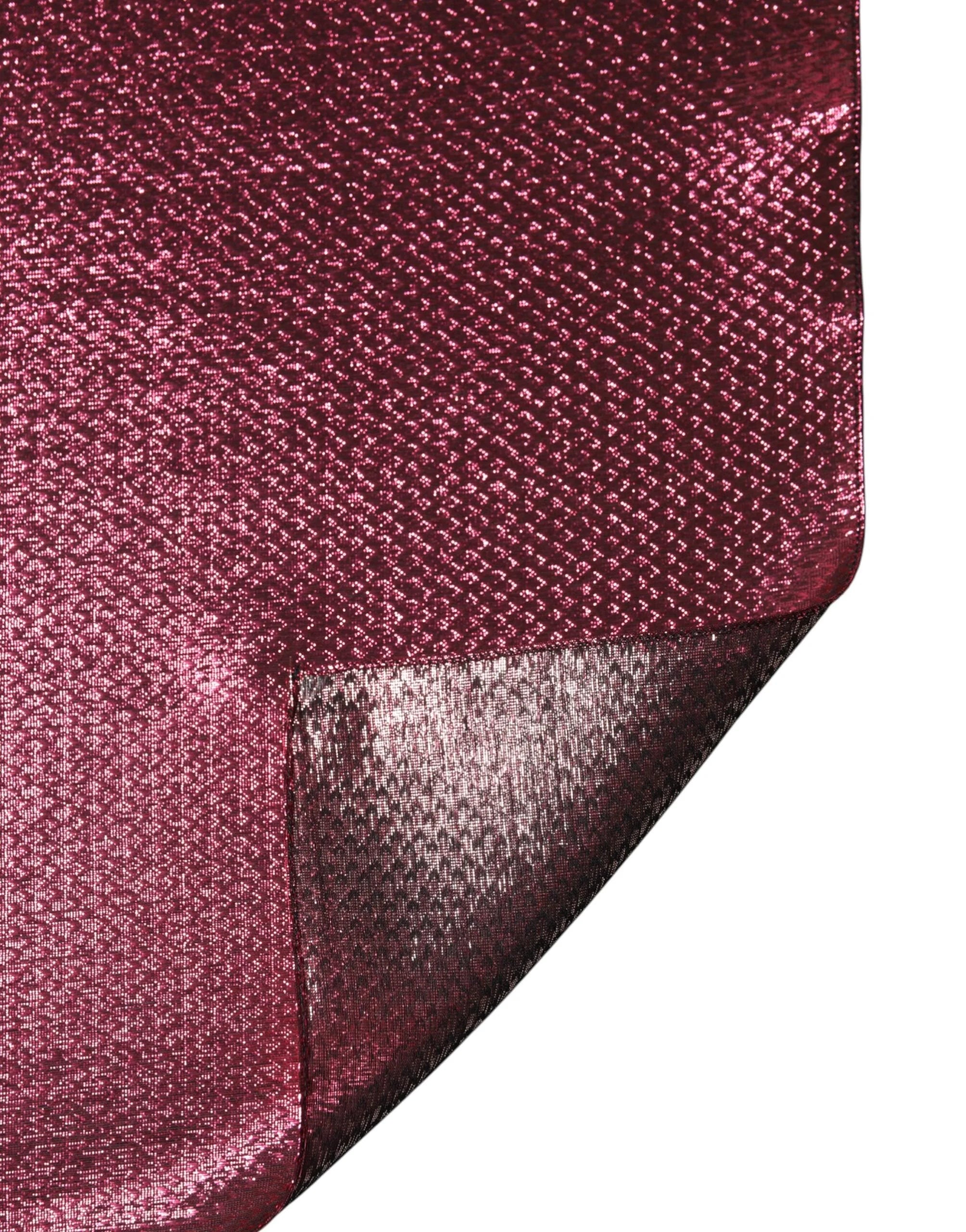Dolce & Gabbana Metallic Pink Silk Square Foulard Scarf
