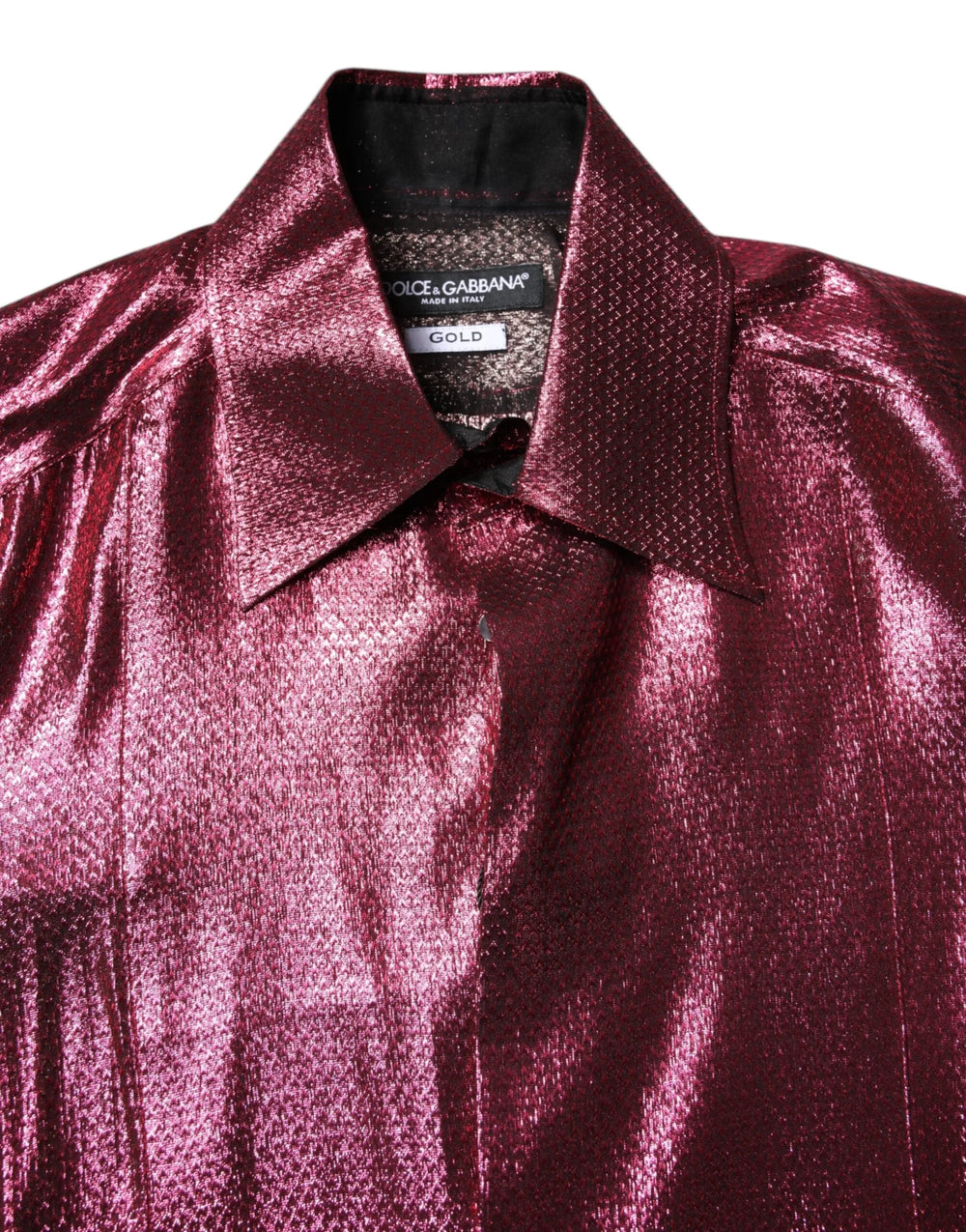 Dolce & Gabbana Metallic Red Cotton GOLD Dress Formal Shirt - IT38 | XS