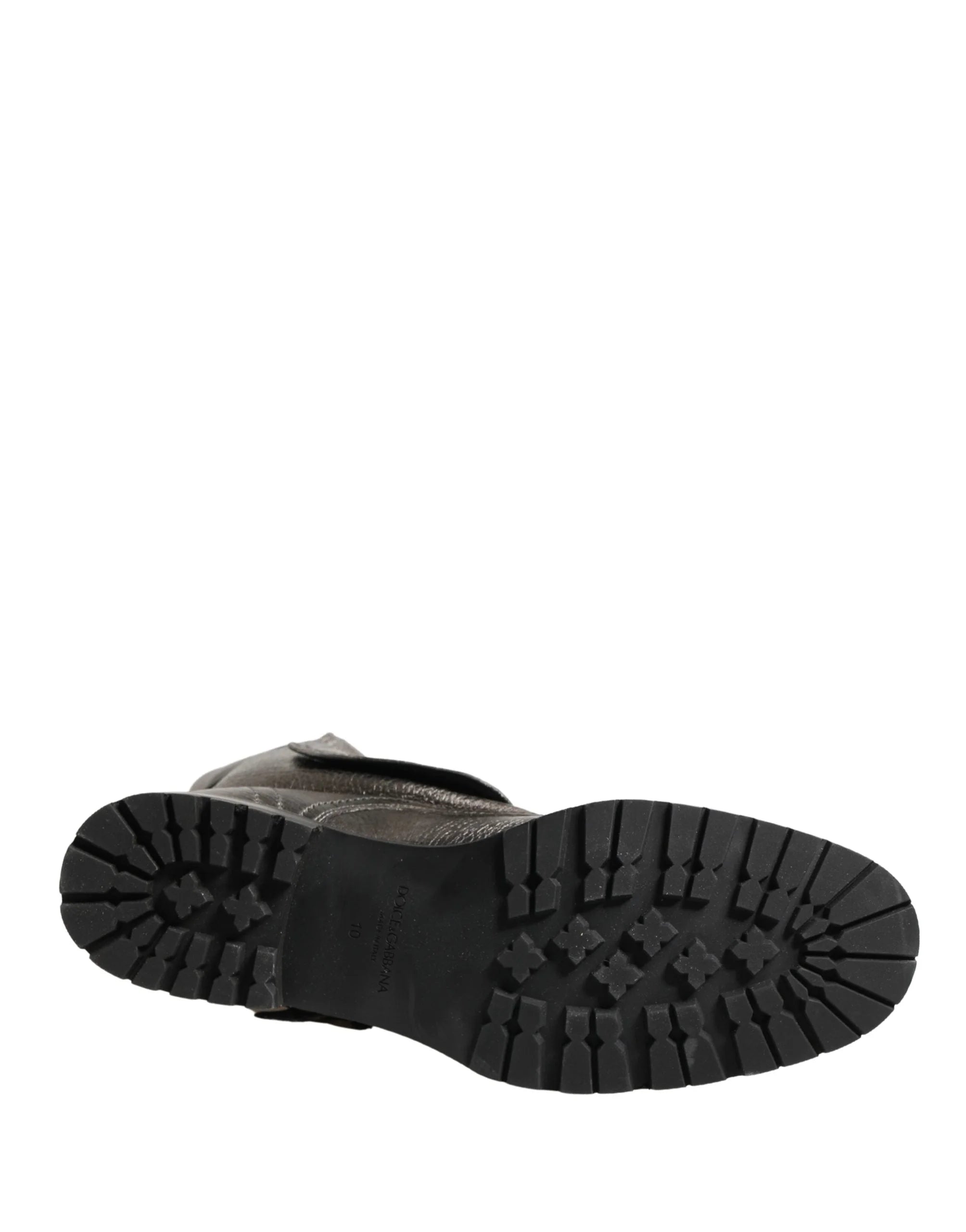 Dolce & Gabbana Metallinhohtoinen Hopea Combat-Mokkasiinit Mid-Calf-Kengät - EU44/US11 - Kengät