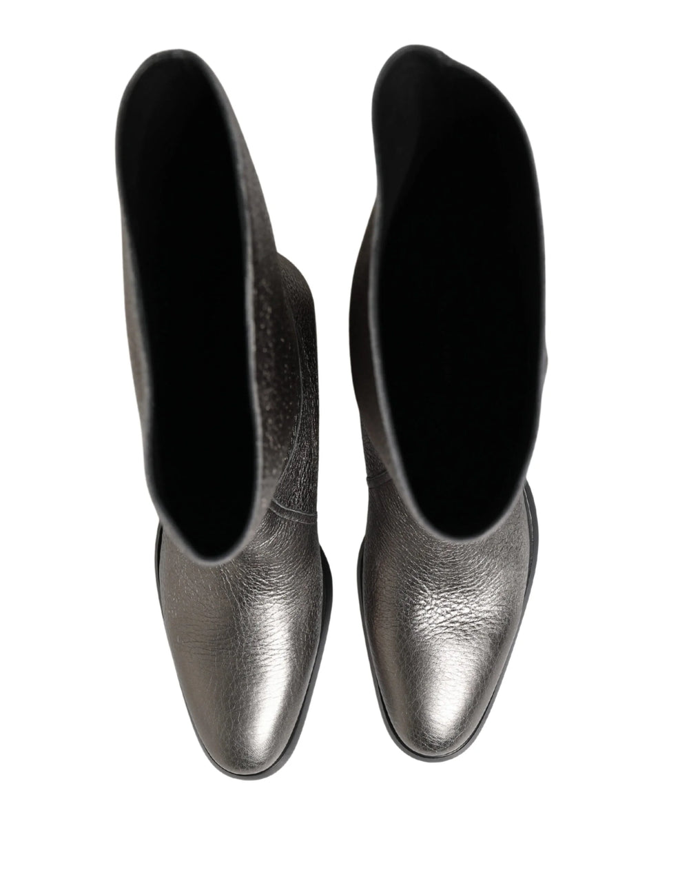 Dolce & Gabbana Metallic Silver Leather Knee High Boots Shoes - EU44/US11