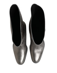 Dolce & Gabbana Metallic Silver Leather Knee High Boots Shoes - EU44/US11