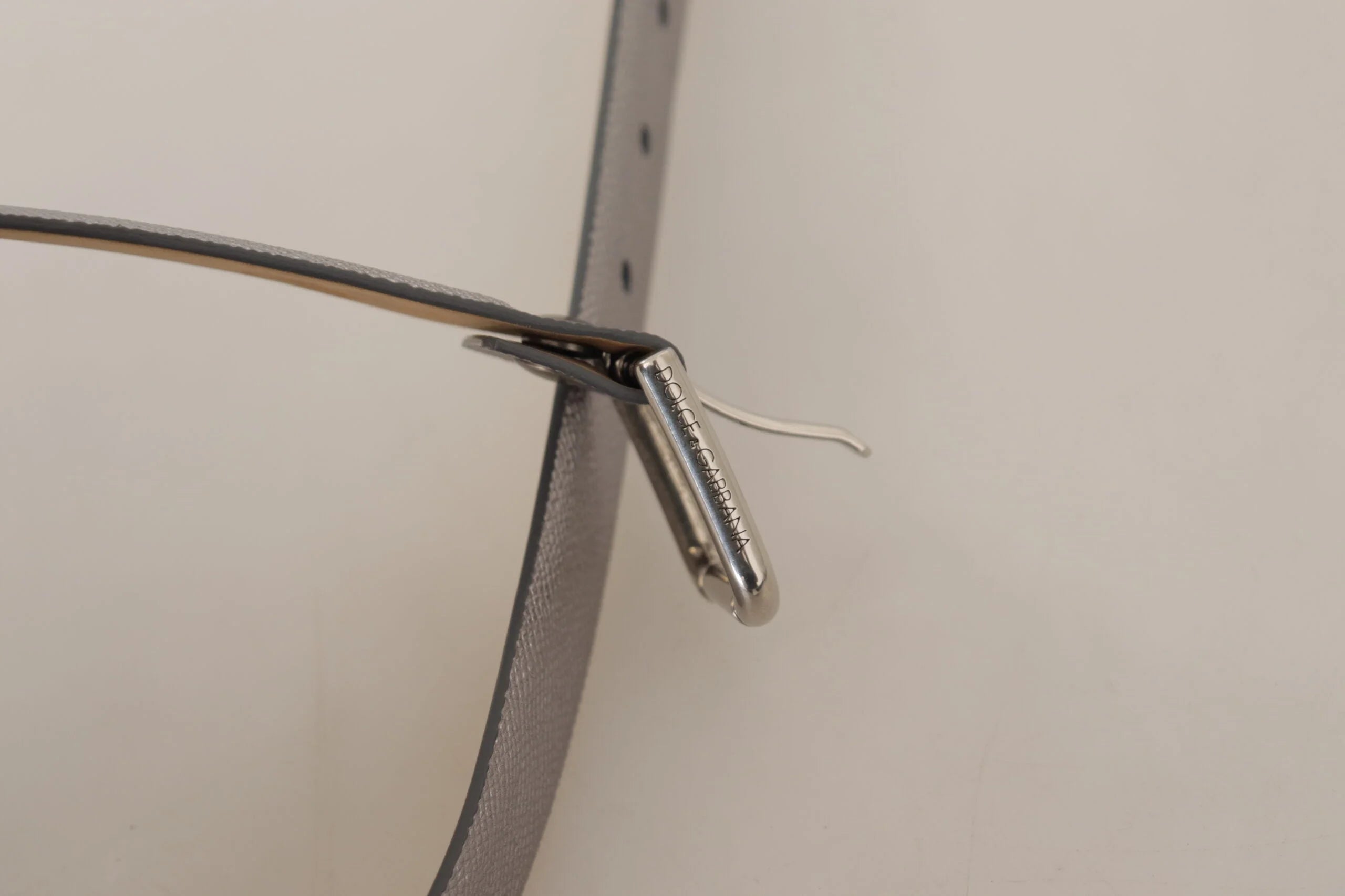 Dolce & Gabbana Metallic Silver Leather Metal Waist Buckle Belt - 65 cm / 26 Inches - Belts