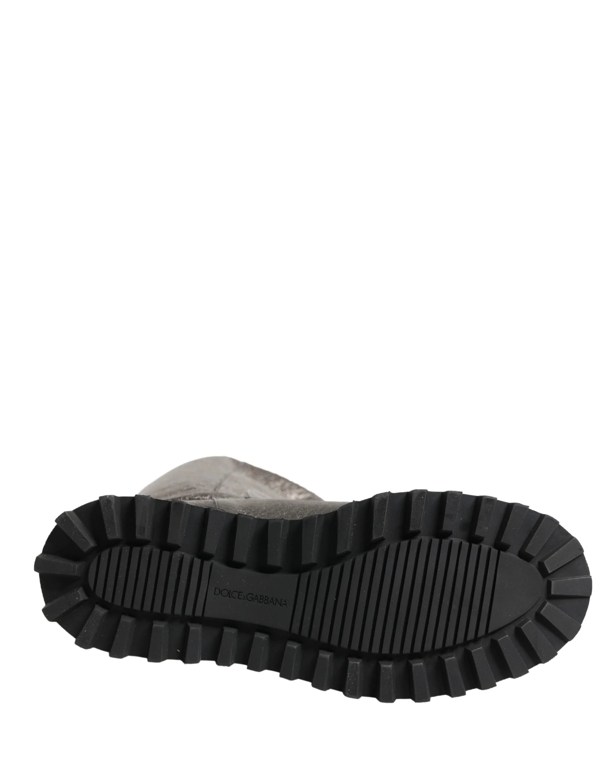 Dolce & Gabbana Metallic Silver Leather Mid Calf Boots Shoes - EU44/US11