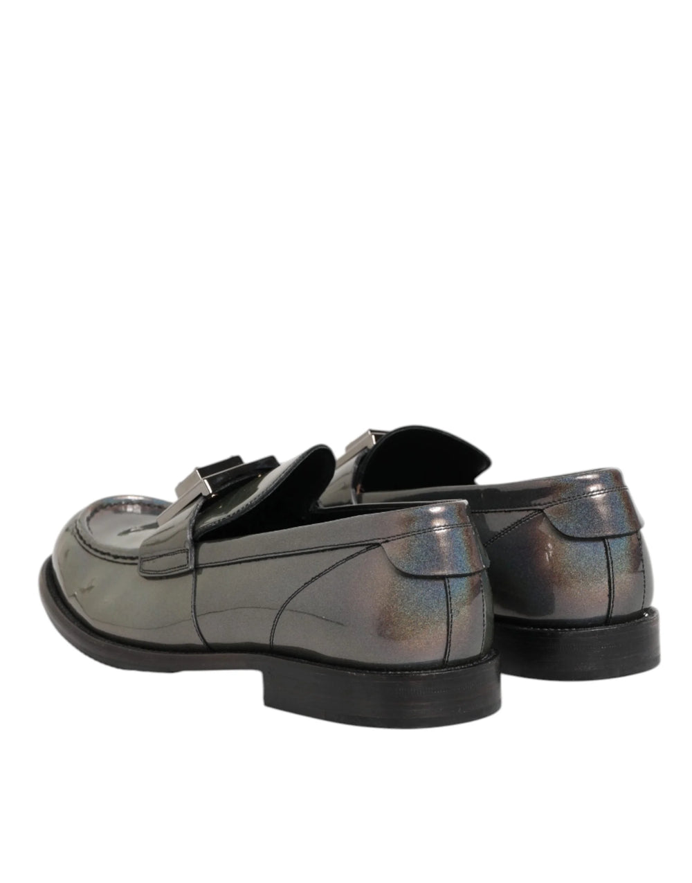 Dolce & Gabbana Metallic Silver Logo Slip On Men Dress Shoes - EU44/US11 - Flats
