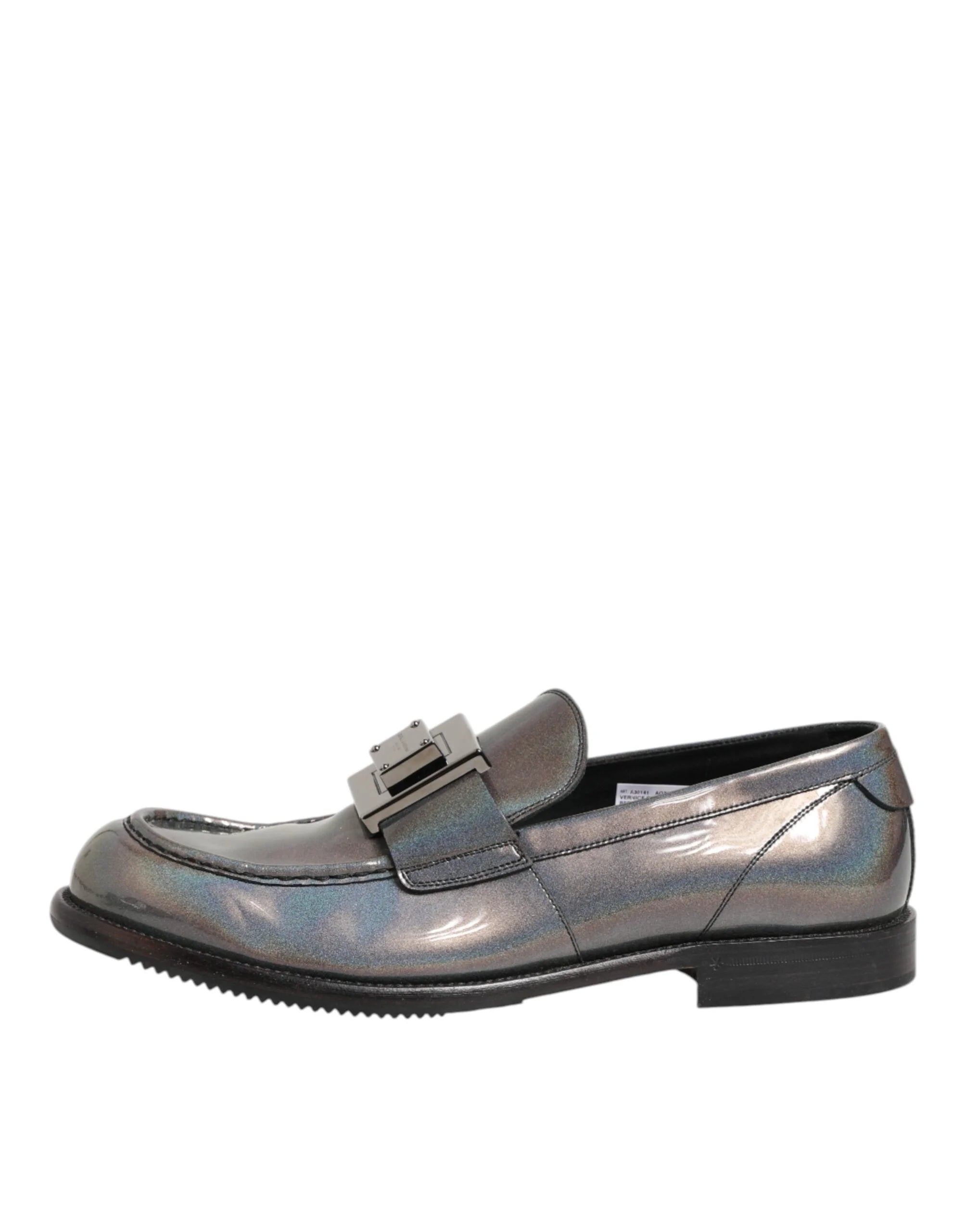 Dolce & Gabbana Metallic Silver Logo Slip On Men Dress Shoes - EU44/US11 - Flats