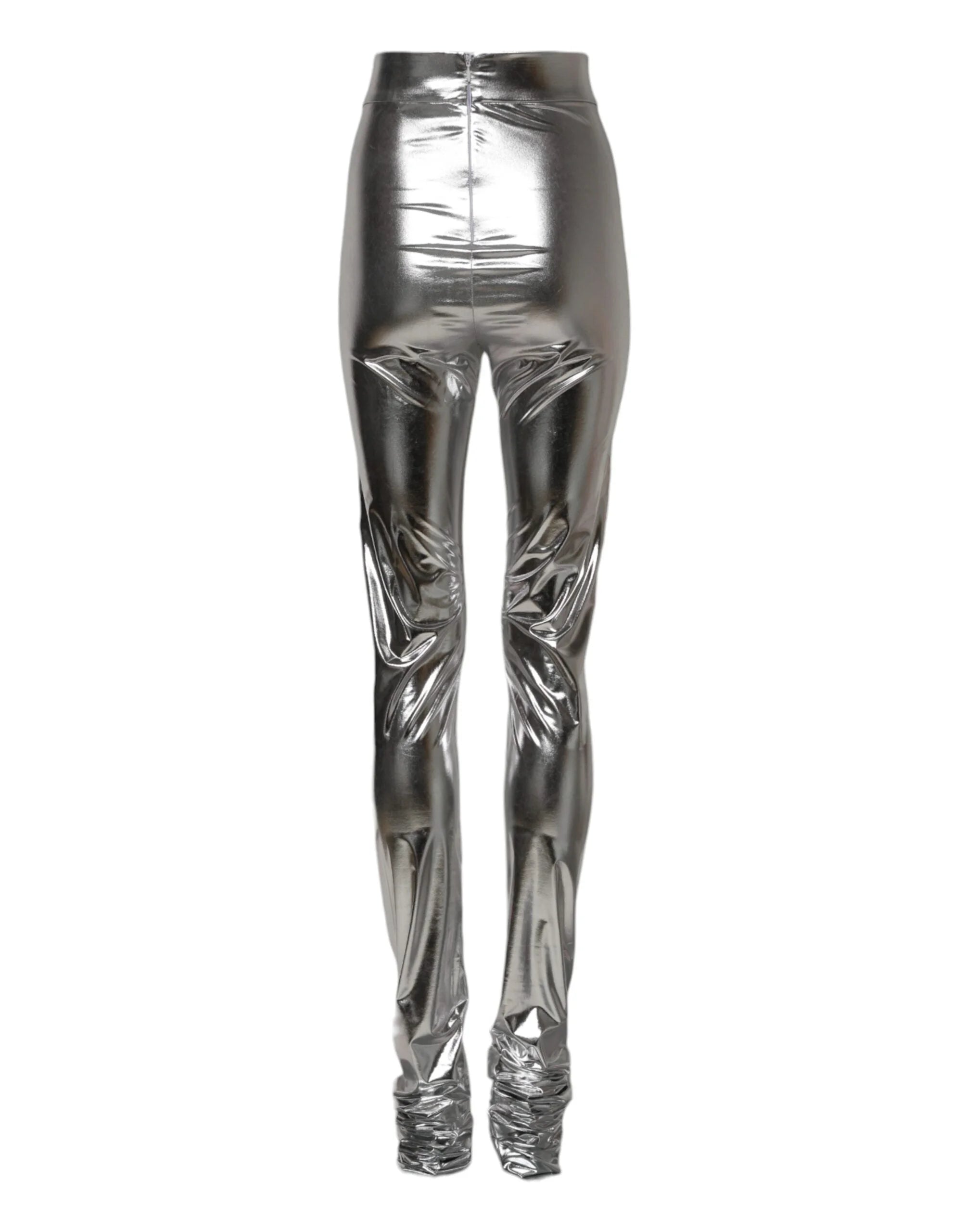 Dolce & Gabbana Metallic Silver Polyester Slim Fit Leggings Pants - IT38 | XS - Leggings